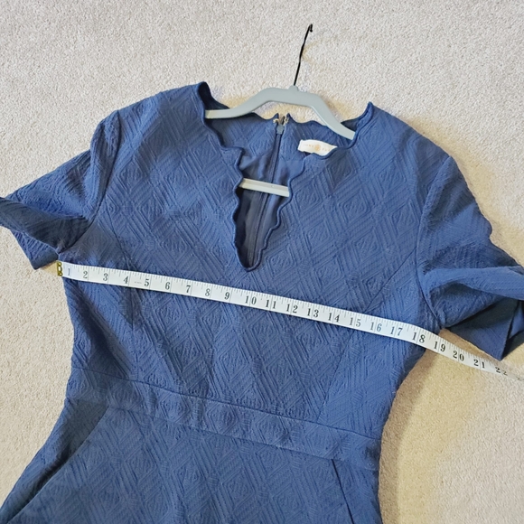 Tory Burch Jacquard Scalloped Navy Sheath Dress Classic Preppy 8 - Picture 5 of 7